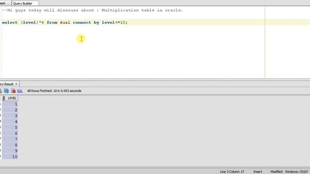 Multiplication Table in Oracle... смотреть онлайн