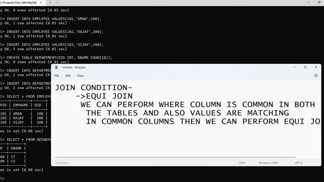 SQL -JOIN | JOIN CONDITION | EQUI JOIN смотреть онлайн