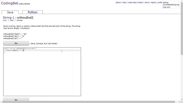 String 1 (withoutEnd2) Java Tutorial || Codingbat.com смотреть онлайн