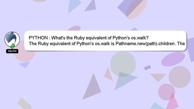 PYTHON : What's the Ruby equivalent of Python's os.walk? смотреть онлайн