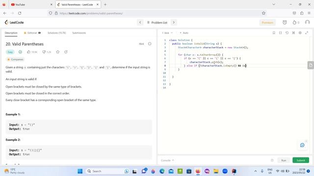 20. Valid Parentheses | LeetCode смотреть онлайн