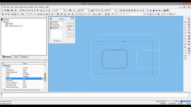Esprit Getting started creating features from a 2D drawing смотреть онлайн