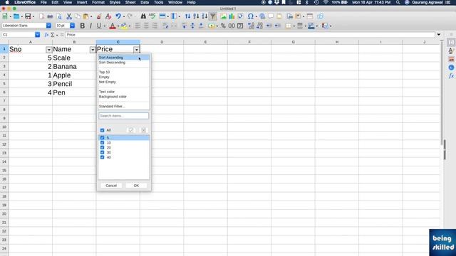 How to sort a table in descending or ascending order in LibreOffice Calc? смотреть онлайн