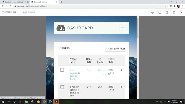 Dashboard: Free Bootstrap 4 HTML5 Dashboard Website Template смотреть онлайн
