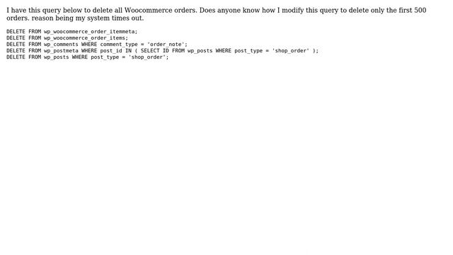 Limit number of orders to delete SQL Query смотреть онлайн