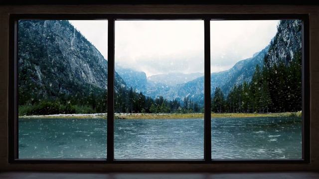 Rain At Lake Window View - Relaxing, Calming, Ambience, Cosy (asmr)