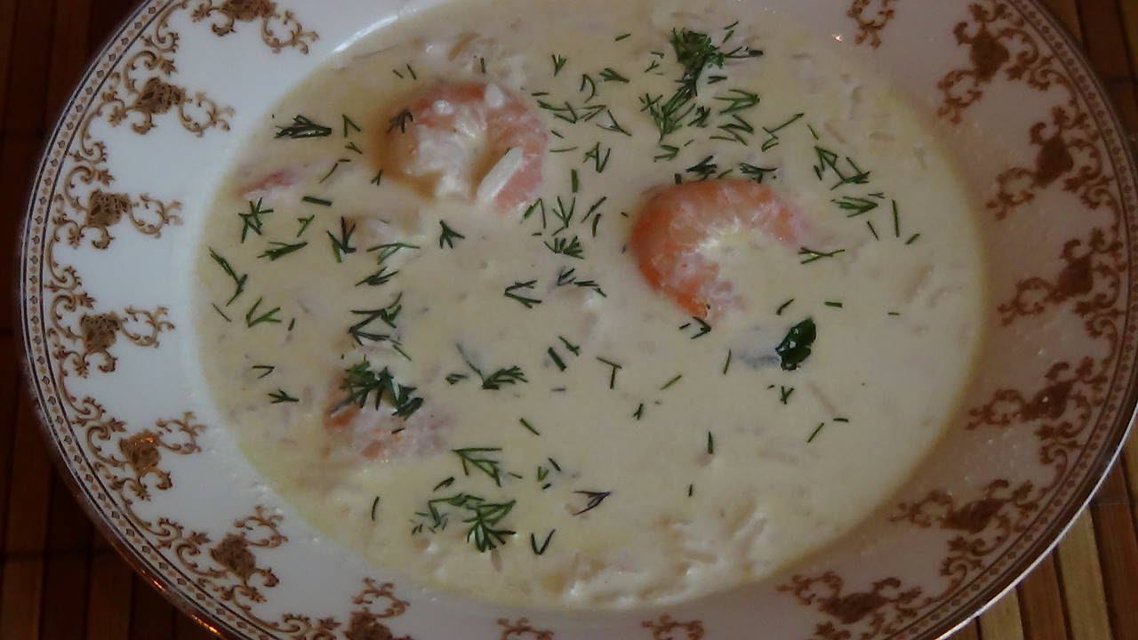 Сливочный суп с креветками. смотреть онлайн
