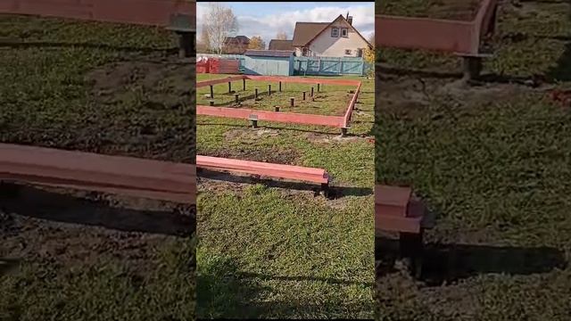 Обвязка свайного фундамента пакетом из 3 досок 45х195 #1 смотреть онлайн
