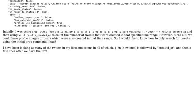Ubuntu: searching for specialized patterns using grep in a json file смотреть онлайн