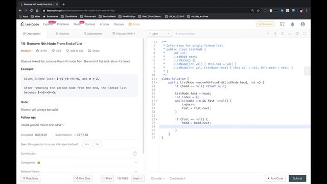 LeetCode - Remove Nth Node From End of List смотреть онлайн