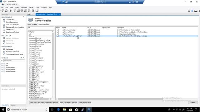 MySQL Workbench Tutorial - Check default character set Collation of MySQL Server by using Workbenc смотреть онлайн