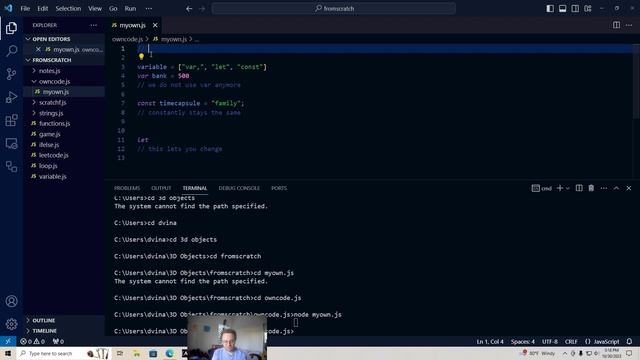 Javascript: Intro to Variables; starting with var & Const смотреть онлайн