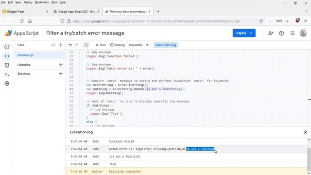 Filter a try catch error message demo смотреть онлайн
