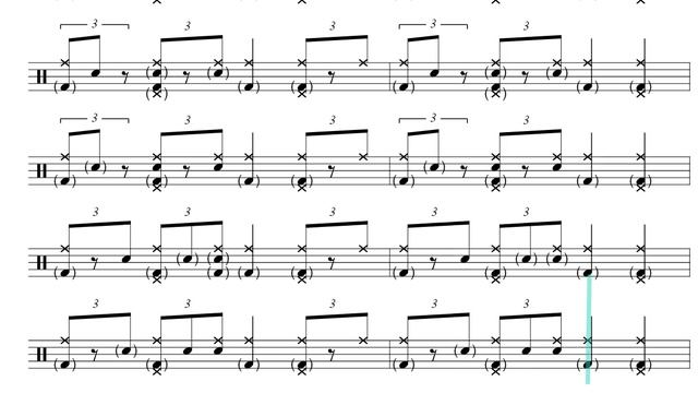 Джазовый аккомпанемент на барабанах, гост (призрачные) ноты смотреть онлайн