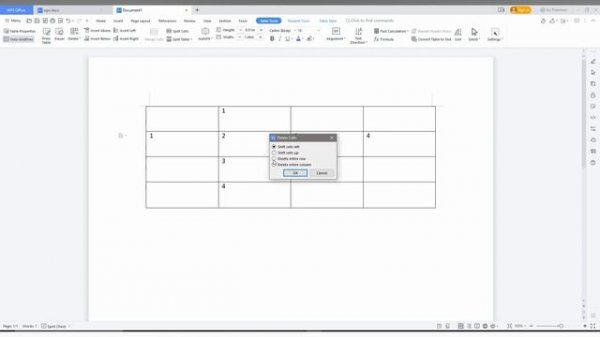 How to delete table row in wps office writer | delete a row in wps office writer | writer tutorial