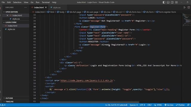 How To Create Login & Registration Form Using HTML CSS And JavaScript смотреть онлайн