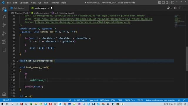 010 - C++ CUDA ver. 11.2 Memory Pool, cudaMallocAsync, cudaFreeAsync, cudaMemcpyAsync смотреть онлайн
