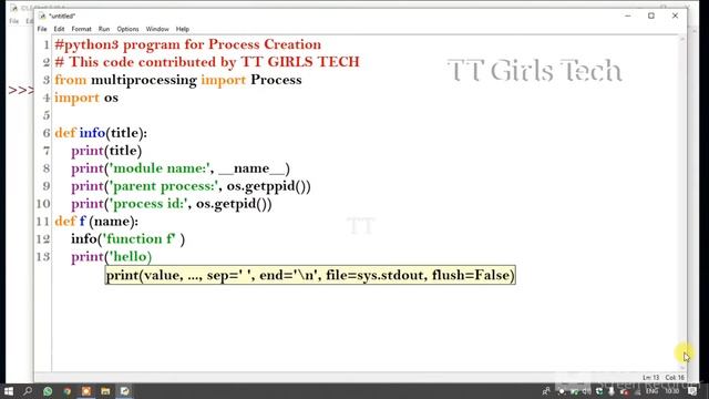 Python program for Process Creation|TT GIRLS TECH| #python #python3 #youtube #learning смотреть онлайн