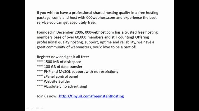 Free webhosting-PHP, MySQL, FTP, cPanel, Free sub Domain Name смотреть онлайн