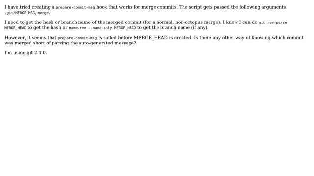 Figure out merged commit in prepare-commit-msg hook смотреть онлайн