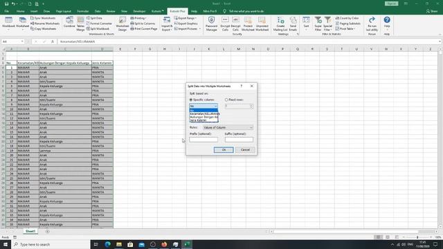 CARA CEPAT MEMECAH DATA DI EXCEL MENGGUNAKAN KUTOOLS