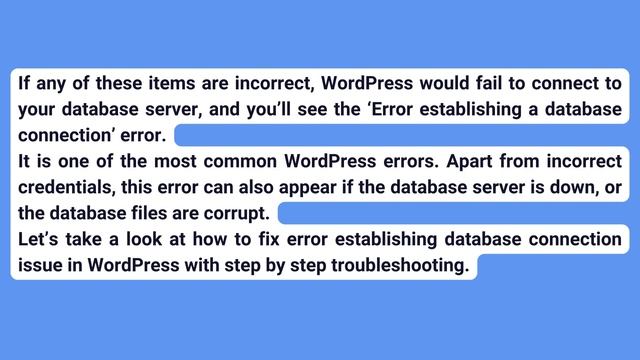 How to Fix the Error Establishing a Database Connection in WordPress смотреть онлайн