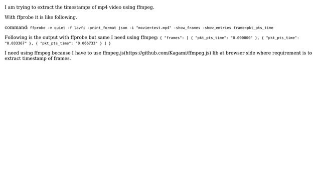 Extract timestamps of frames from mp4 video using FFMPEG and NOT ffprobe смотреть онлайн