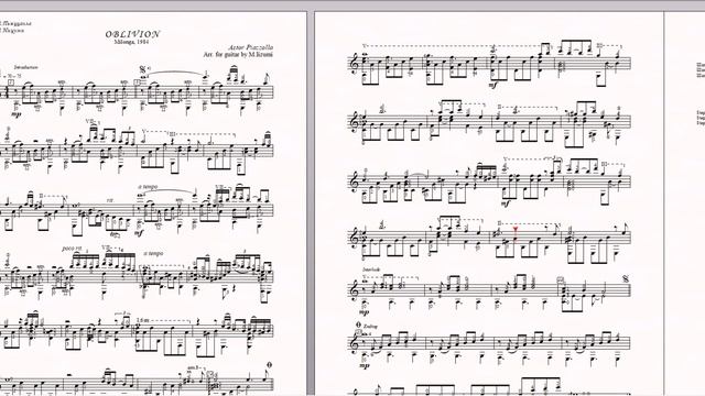 Oblivion (A.Piazzolla) Free Sheet Music for the Guitar смотреть онлайн