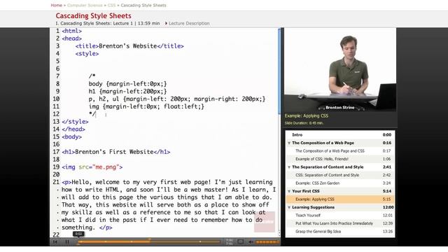 CSS Lesson: Your First CSS Page смотреть онлайн