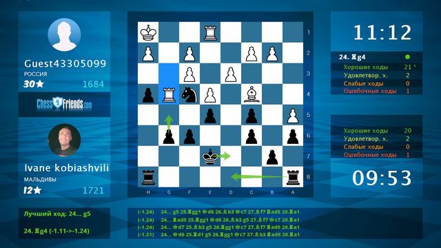 Chess Game Analysis: Guest43305099 - Ivane kobiashvili : 0-1 (By ChessFriends.com) смотреть онлайн