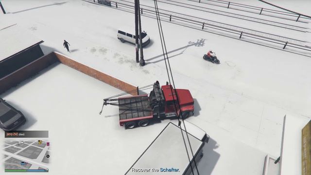 GTA 5 Salvage Yard, Tow Truck Services, Benefactor Schafter, Snow, 2142 смотреть онлайн
