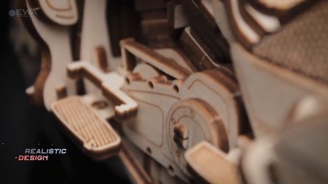 Механический мотоцикл байк Туринг от EWA - сборная деревянная модель, конструктор смотреть онлайн