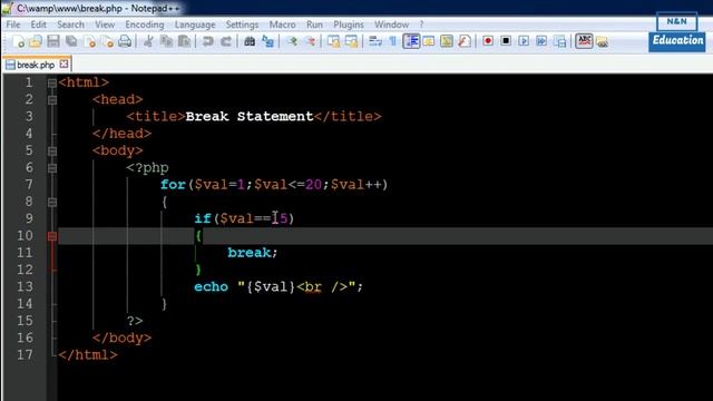 PHP: Hypertext Preprocessor -Tutorial no 32 Break Statement смотреть онлайн