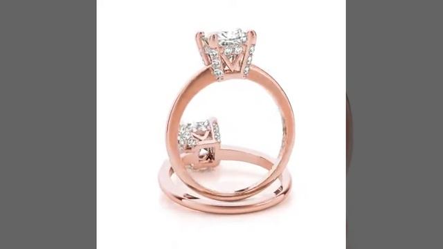 Princess Diamond Crown Solitaire Engagement Ring in Rose Gold смотреть онлайн