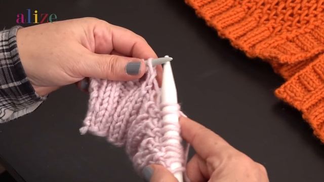 Alize Superlana Maxi  Ile Zırh Örgü Hırka • Armor Stitch Cardigan • Кардиган с сетчатой вязкой