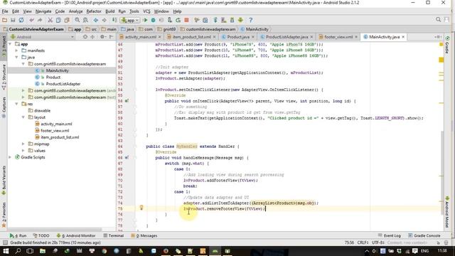 Android tutorial: Auto loading more item in Listview when scroll to end смотреть онлайн