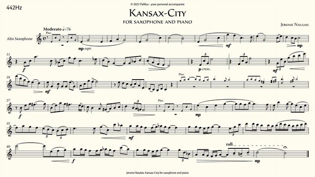 Jerome Naulais: Kansax-City for saxophone piano accompaniment 442Hz смотреть онлайн