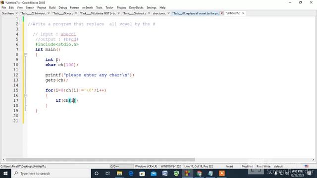 C Program to replace vowels with Hash(#) of string|Code the Problem | смотреть онлайн