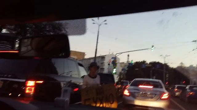 Молодая девушка в шляпке с цветочком ходит по Тверскому бульвару с табличкой "На бухло. Зато честно смотреть онлайн