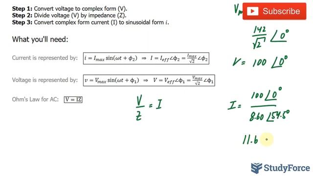 ? How to write a sinusoidal expression for current when given voltage and impedance смотреть онлайн
