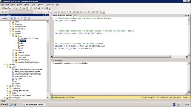 SQL Server:: CREATE USER (TSQL) смотреть онлайн