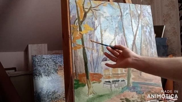 беседка. осенний пейзаж маслом смотреть онлайн