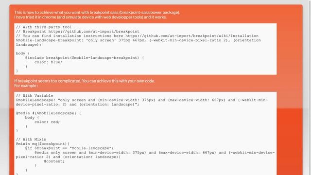 How to achieve landscape and pixel ration media query with sass-breakpoint смотреть онлайн