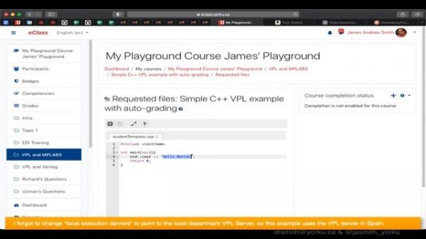 VPL and Moodle, C++ Auto-grading Example