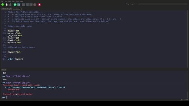 Python Basics 2 # Legal and Illegal Variable Names смотреть онлайн