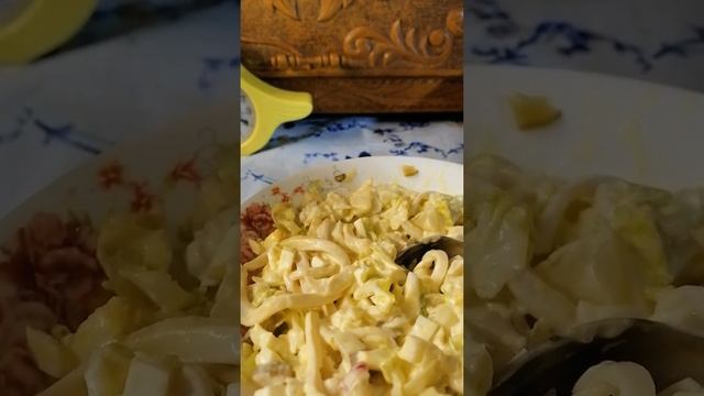 Салат из кальмаров  с соусом Тартар#салатизкальмаров