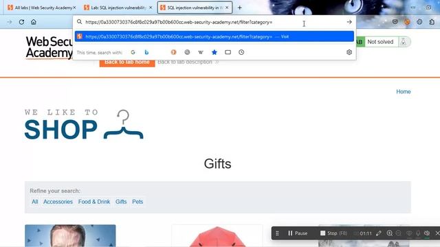 SQL injection vulnerability in WHERE clause allowing retrieval of hidden data смотреть онлайн