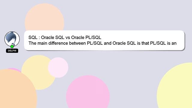 SQL : Oracle SQL vs Oracle PL/SQL смотреть онлайн