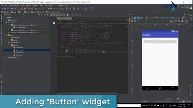 [SRI TECH] How to create a Button widget in Android | Android Studio Development Tutorials 2018 смотреть онлайн