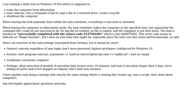 Task scheduler- task completed "successfully" with exit code 0x8007001 смотреть онлайн